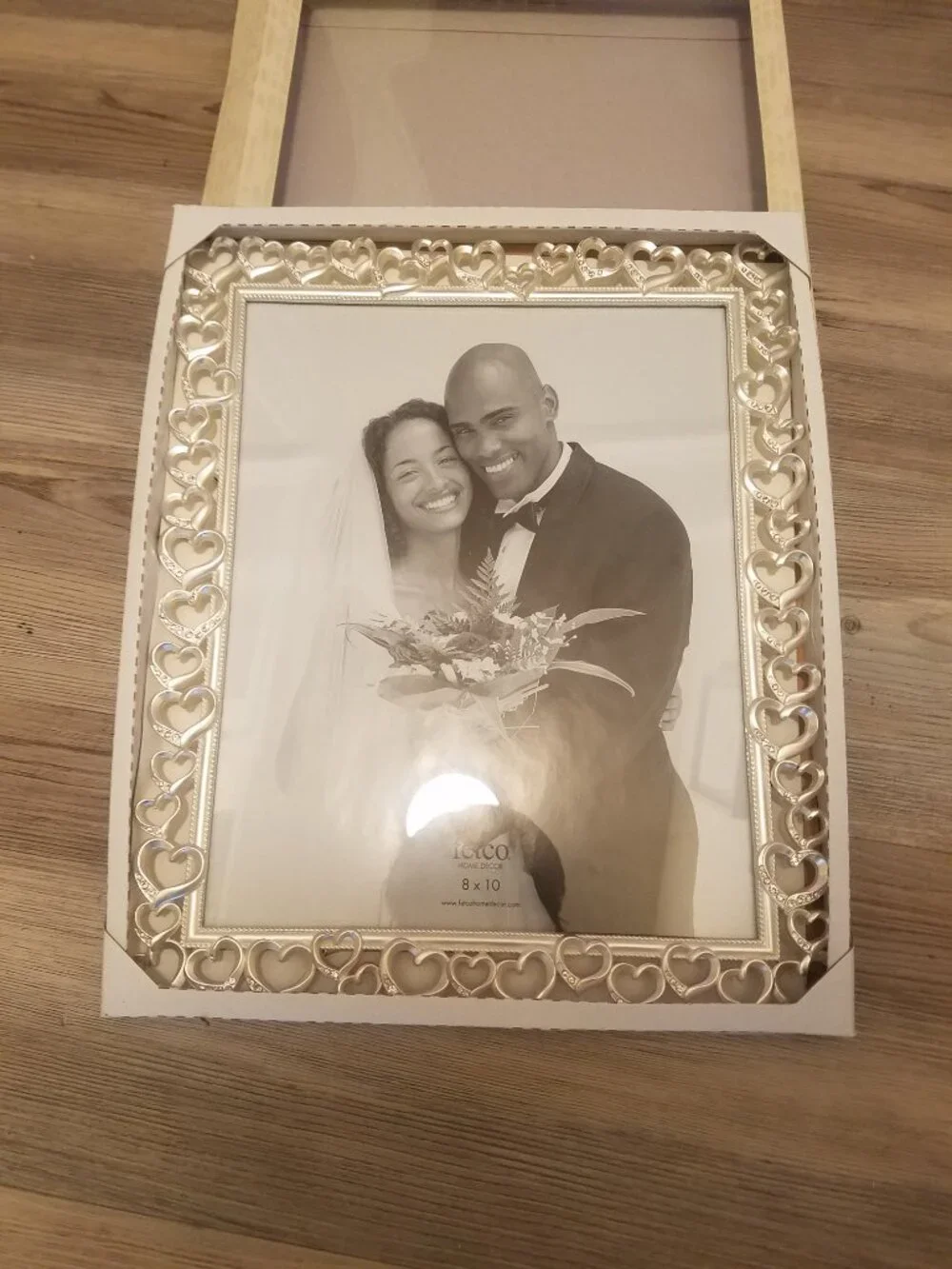 Fetco Silver Heart-Trim Photo Frame With Diamond Accents Border Heart 8x10